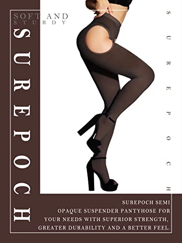 Image of SUREPOCH Suspender Tights for Women Plus Size Garter Belt White Control Top Pantyhose