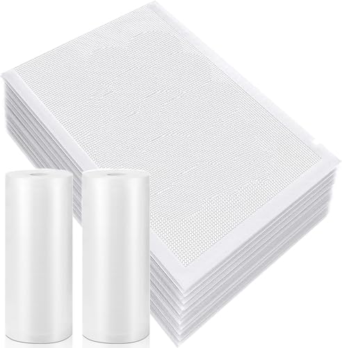 Image of Smart Saver Vacuum Storage sealer Bags each (17x25)cm(100 pack) and roll (28x500)cm each -2 roll for Food storage, Vacuum Seal, Food prep, Vac Sealing Machine Pouches with Food Grade & Microwaveable