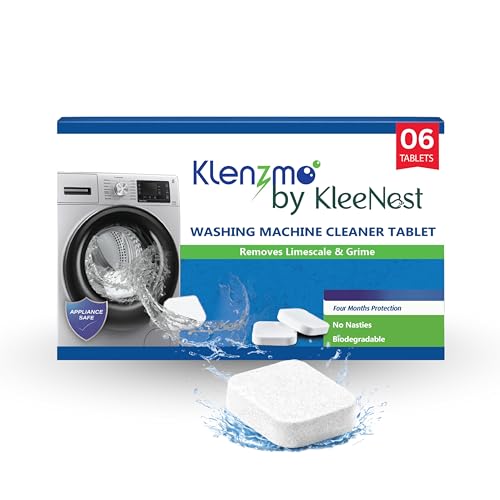 Image of Klenzmo by Kleenest Washing Machine Cleaner Descale Tablets (Pack of 6) - Descaler for Top & Front Load Machines | Drum & Tub Cleaner for Effective Limescale Removal