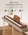 Eastar EP-80 Piano Keyboard 88 Keys, Full Size Electric Keyboard Piano with Velocity-Sensitive Key, Portable Beginner Digital Piano Bundle Piano Stand, Sustain Pedal, Music Stand and Headphones, Brown
