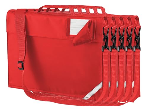 Image of NGWorld Multipack Junior Book Bags with Shoulder Strap - 5 x Bright Red - One Size