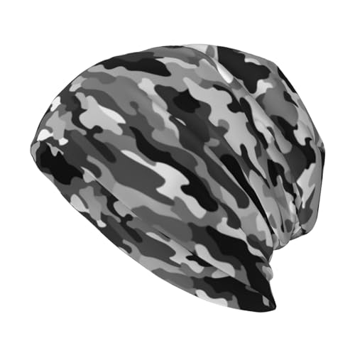 Camo Beanie Chemo Hats for Women Men Camouflage Slouchy Cancer Headwear Stretchy Skull Cap Soft Knitted Hat Nightcap Chemo Gifts