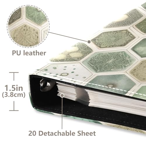 Álbum de Fotos Scrapbook Adhesivo DIY Patrón Panal con Plantas Verde, Encuadernado de 3 Anillos, 40 Páginas, 8x10 para Memorias miniatura 4