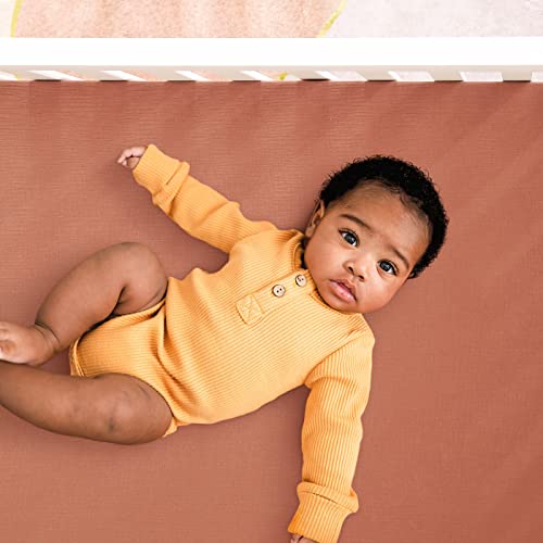 Image of GRSSDER 100% Cotton Muslin Crib Sheet 2 Pack - Breathable & Ultra-Soft Fitted Crib Sheets for Standard Baby & Toddler Mattresses, 52 inchx28 inch with 9 inch Deep Pocket, Snug Fit All-Around Elastic