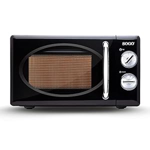 Retro-Mikrowelle, Kapazität 20 l, 700 W, Timer, verschiedene Leistungsstufen, Schwarz