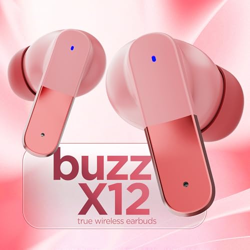 Image of Dubstep Buzz X12 TWS Wireless Earbuds, 60H Playtime, Bluetooth 6.0, ENC Noise Cancellation, 13mm Drivers, Game & Music Mode, Touch Control, Type-C Fast Charging (Pink)