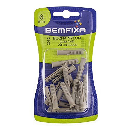 Bucha com Anel 6 Mm - Cartela, Bemfixa 3052