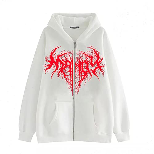 Men‘s Y2K Skeleton Zip Up Hoodie Grunge Dark Academia Sweatshirt Goth Punk Emo Jacket Loose Long Sleeve Clothing2