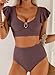 Herseas Women Ruffle High Waisted Swimsuit Bestselling Cheeky Bikini Set Cute Two Piece Tummy Control Bathing Suit Fashion Beach Vacation Clothes Brown X-Large