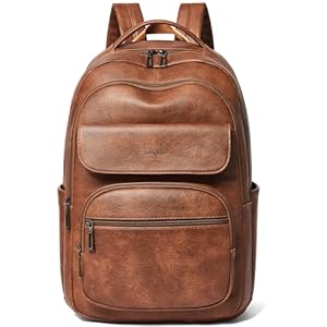 37L Vegan Leather Backpack Purse for Women Mens Travel Backpack Work Laptop Teacher BackPack College Daypack Business Backpack Office Bag Brown