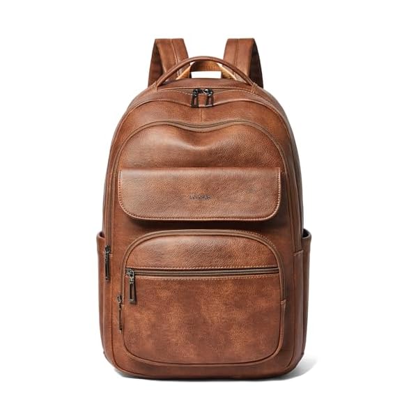 37L Vegan Leather Backpack Purse for Women Mens Travel Backpack Work Laptop Teacher BackPack College Daypack Business Backpack Office Bag Brown