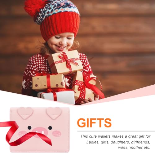 Image of Small Womens Wallet, Cute Bifold RFID Blocking Vegan Wallet for Teen Girls Ladies with Zipper Coin Pocket (Pig Pink)