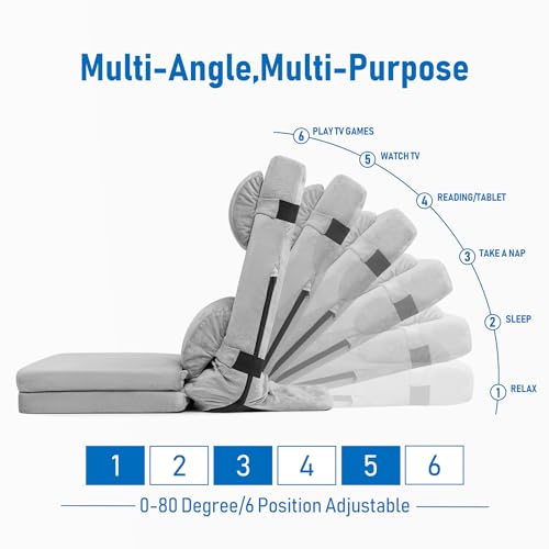TOPSKY Almofada de cama ajustável com encosto, 6 posições reclináveis e espuma viscoelástica, assent