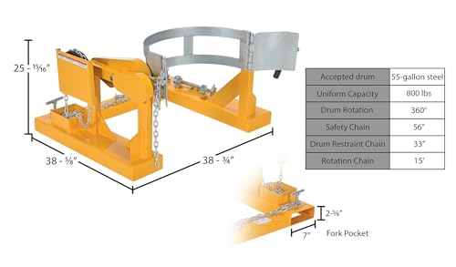 Porta tambores rotador para montacargas Vestil 800 lb miniatura 4