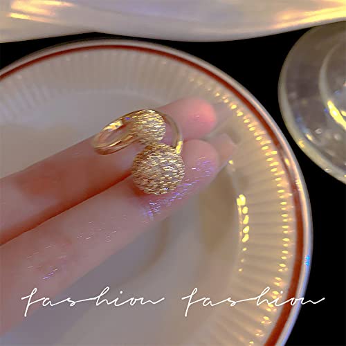 Round Ball Wrap Ring For Women Girls Rhinestone Cz Crystal Open Statement Rings Engagement Promise Ring Expandable Finger Band Wedding Rings Dainty Jewelry Gifts (Gold) #TOP3