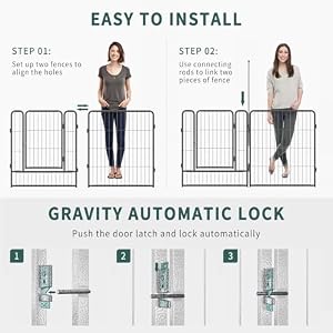 Musen Dog Playpen Indoor Outdoor, 16 Panels Dog Pen 32" Height Dog Fence Exercise with Doors for Large/Medium/Small Dogs, Portable Pet Playpen for Yard RV Camping, Hammer Paint Finish (Patent Pending) Musen Dog Playpen Indoor Outdoor, 16 Panels Dog Pen 32″ Height Dog Fence Exercise with Doors for Large/Medium/Small Dogs, Portable Pet Playpen for Yard RV Camping, Hammer Paint Finish (Patent Pending)