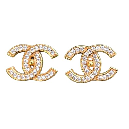 Sterling Silver Double C Earrings | Stylish Designer Alphabet Stud Earrings | Chic Letter Design | Hypoallergenic | Perfect for Parties & Gifts. (Choose your Design)