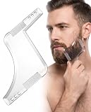 BIRLOZA Strumento per Modellare la Barba da Uomo, con Pettine Integrato, Modello Trasparente, Template per Stile Barba, Baffi, Basette, Linea Mascella/Collo, Taglio Simmetrico/Curvo/Graduale