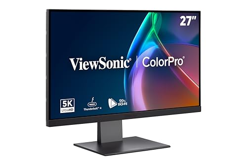 ViewSonic VP2788-5K 5K Monitor 27 Pollici, Monitor Professionale per MacBook, 100W Thunderbolt 4, ΔE＜2, 99% DCI-P3, 218 PPI, HDR 400, IPS, Supporto regolabile, Convalidato Pantone, USB-C, HDMI, DP