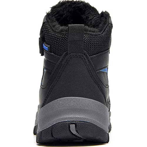 Ephiza Kids Girls Boys Winter Warm Hiking Snow Boots Outdoor Insulated Fur Lined Waterproof Ankle Shoes Black Blue Size 3 Big Kid #TOP3