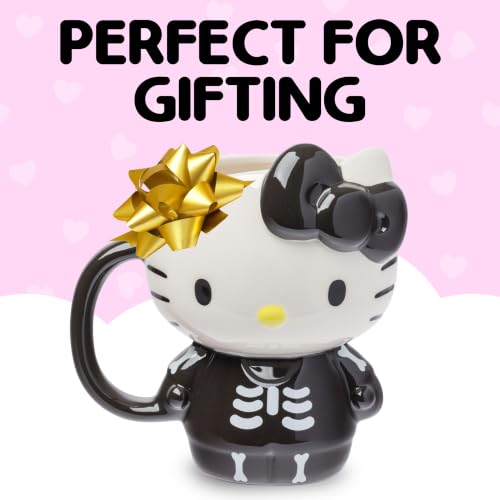Image of Silver Buffalo Sanrio Hello Kitty Skeleton Costume, 3D Sculpted Mug, 20oz | Halloween, Ceramic, 0.59 Liters