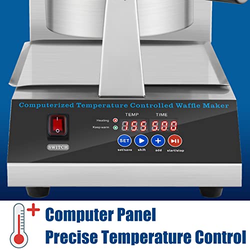 Qeerbsin Commercial Waffle Maker Professional Belgian Waffle Iron Machine Non Stick With Removable Plate For Restaurant Hotel Heavy Duty Stainless Steel 118-Inch Power Cord 1200W 110V #TOP3