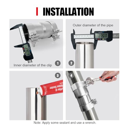 Peastorm 2.75 to 3 Inch Exhaust Adapter, 2.75" ID to 3" ID Exhaust Reducer Connector Pipe with Clamp by peastorm - Image 6