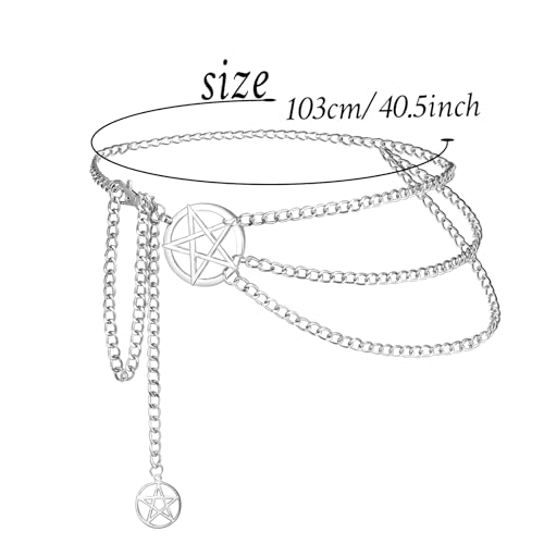 Milakoo Multi-layered Waist Chain for Women Pentagram Star Pendant Y2K Fashion Chains Link Belt4