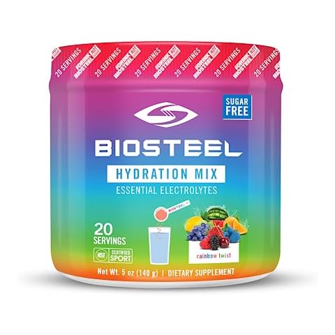 BioSteel Zero Sugar Hydration Mix, Great Tasting Hydration with 5 Essential Electrolytes, Rainbow Twist Flavor, 20 Servings per Tub Cover