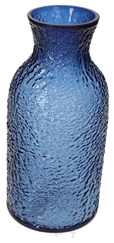 KEYHOMESTORE - Jarrón decorativo fabricado en cristal de color azul, altura 26 cm, diámetro 13 cm, ideal como adorno para interiores, porta flores y plantas Cover