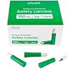 OWELL Safety Lancets 26G x 1.8mm 100 Count | Gentle & Painless | Sterile, Preloaded, Medical-Grade, Pressure Activated Lancets for Blood Glucose Monitoring
