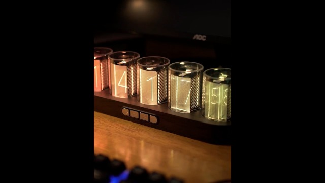 Cadmos Nixie Tube Clock.Glow Tubes Analog Clock.Creative Retro Digital Variable Color.Exquisite Desktop Decoration- Gift Idea-No Assembly Required (Imitation Wood Grain)