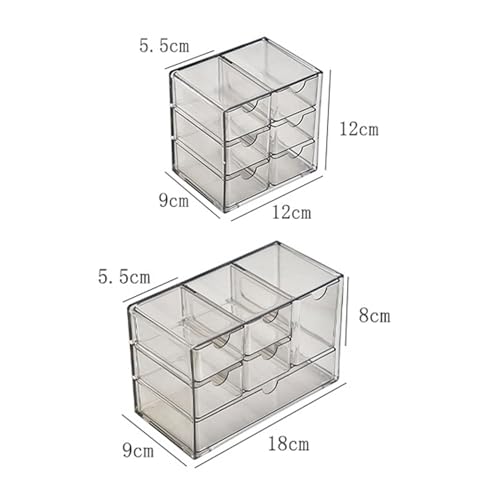 Koomuao Jumuao Aufbewahrungsbox Kunststoff, Mini Schubladenbox, Kleinteilemagazin mit 6 Schubladen, Desktop Aufbewahrung Organizer für Kosmetik Schmuck Schreibwaren (Schwarz-B)
