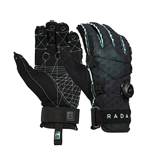 Radar Men's Vapor-A Boa Inside-Out Pre-Curved Fingers Waterski Gloves, Black/Mint Ariaprene, Xx-Large #TOP14