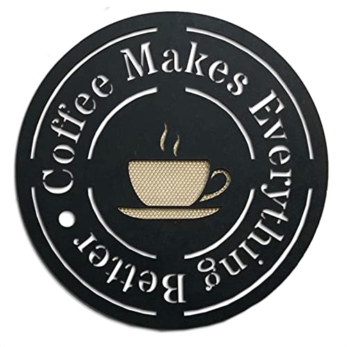Image of Chalk My Theme Coffee Quote Wooden Wall Signage for Kitchen | Coffee Quotes Wall Frames | Coffee Quotes Wall Hanging For Kitchen, Living Room, Home, Caf, Hotel and Restaurant 11 X 11 Inches