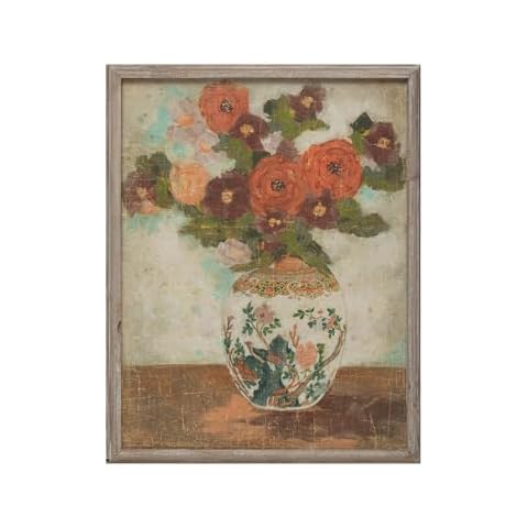 Creative Co-Op Vintage Flower Vase Wall Art Cover