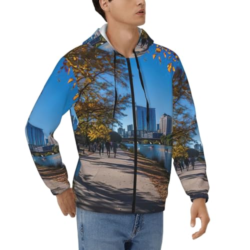 Sweat à fermeture éclair homme imprimé Austin Texas pour style urbain décontracté