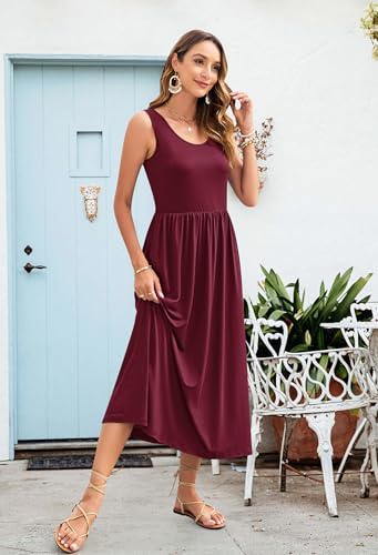 Image of WNEEDU Women's Summer Maxi Dress Casual Sleeveless Sundress