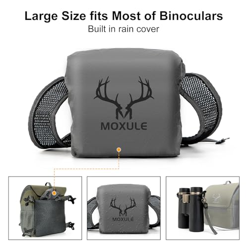 Image of MOXULE Binocular Harness Chest Pack: Bino Case, Magnetic Lid, Rain Cover | Silent one-hand access, water-resistant fabric, MOLLE webbing for hunting, birdwatching and hiking, Model: BINO Lite