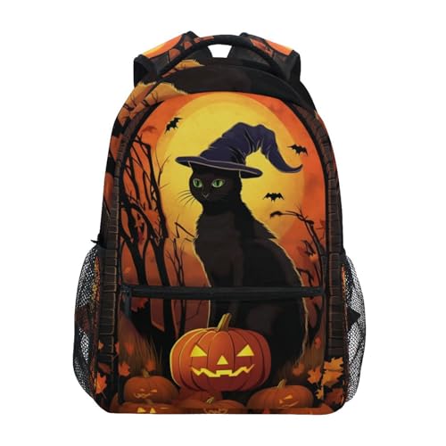 Sac à dos Halloween chat : cadeau idéal imperméable pour ordinateur 16"