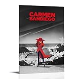 SRJUDR Carmen Poster Sandiego Animated Action-Adventure Vintage TV Series Posters Art Pop Wall Art & Prints Lienzo Diseño Retrato Decoración de pared 12 x 18 pulgadas (30 x 45 cm) Estilo marco