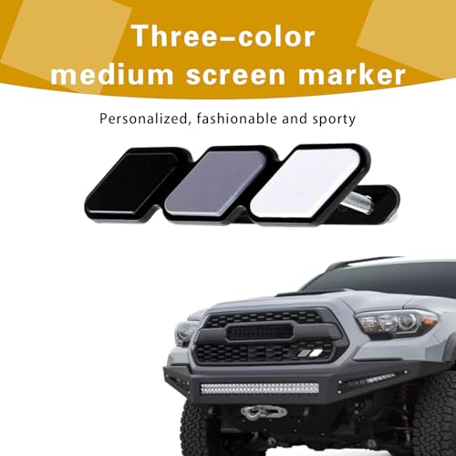 Image of ijuicy 1 PC TRD Tri-Color Grille Decor Badge Emblem, Car Truck Label Decoration Accessories, Compatible with Tacoma 4Runner Tundra Sequoia Rav4 Highlander (Black & Gray & White)