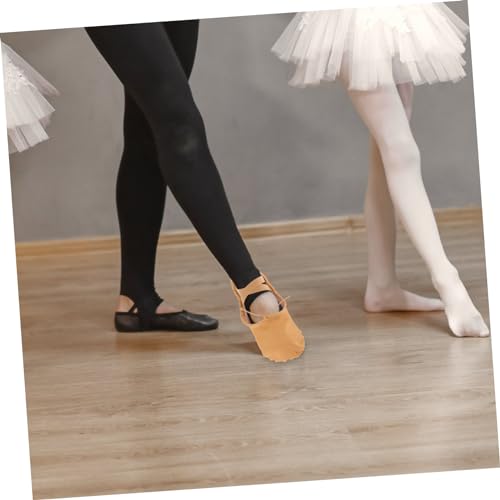 Healifty 1 Pair Girls Ballet Flats Princess Ballet Shoes Yoga Shoes Barre Ballet Shoes Stretch Canvas Ballet Slippers Shoes Sole Ballet Shoe Girl Child Practice Shoes Non-slip Light Brown3