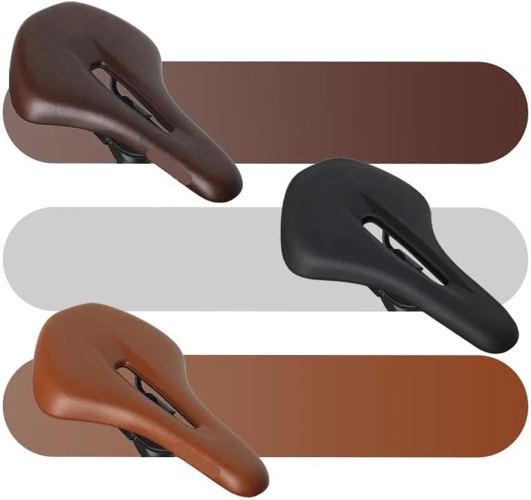 Bike Saddle PU Leather Comfortable Soft MTB Road Bicycle Seat One-Piece Hollow Breathable Shockproof Outdoor Cycling Cushion