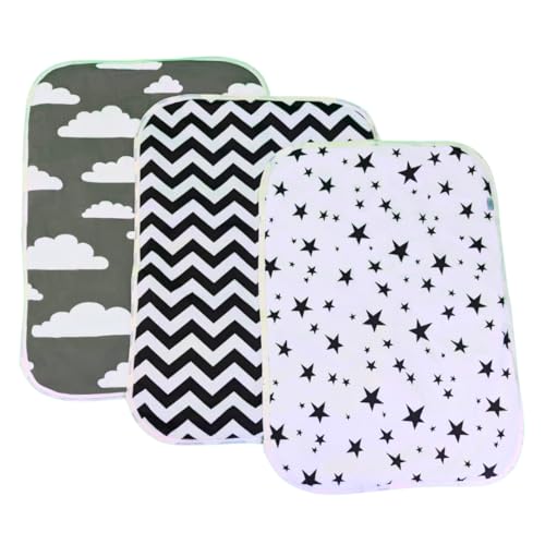 Image of Changing Pad Liners [3 Pack Large] -Portable Changing Mat - 100% Waterproof - Absorbent - Unisex - Changing Table Cover - 19.5" x 27.5" (50cm x 70cm) - by Kinpa Baby (Black Set)