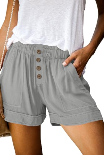 Image of KISSMODA Womens Summer Shorts Leopard /Camo /Solid /Floral Print Elastic Waist Pocketed Casual Pants