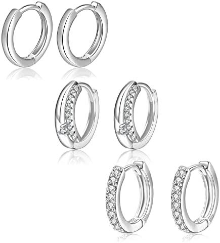 Senteria Small Hoop Earrings for Women 14K Gold Plated S925 Sterling Silver Gold Hoop Earrings Set Huggie Hoop Earrings Cartilage Multiple Piercing Second Hole Earrings 6/8/10/12mm