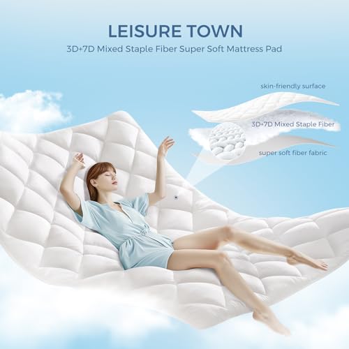 LEISURE TOWN Protetor de colchão acolchoado de tamanho completo, capa de colchão 3D + 7D de fibra de