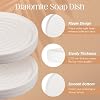 Thenshop 2 piezas de 4.8 pulgadas jabonera redonda de piedra de diatomeas, bandeja circular de secado rápido para jabón en barra, absorbente de agua para baño, para mano y esponja, color blanco beige 6