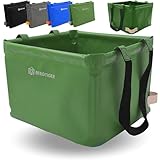 BERGTIGER® Faltschüssel Camping 18/22/26L mit EXTRA GRIFF I Faltbare Outdoor Spülschüssel & Spülwanne I Waschschüssel faltbar zum Abwaschen I robustes Camping Zubehör (Olivegrün/Khaki - 26 Liter)